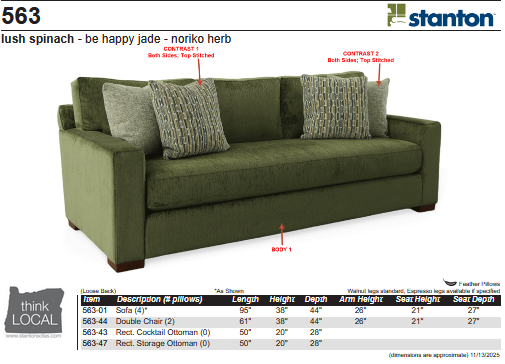 Stanton 563 Sofa - Shown in Lush Spinach - Furniture World SW (WA)