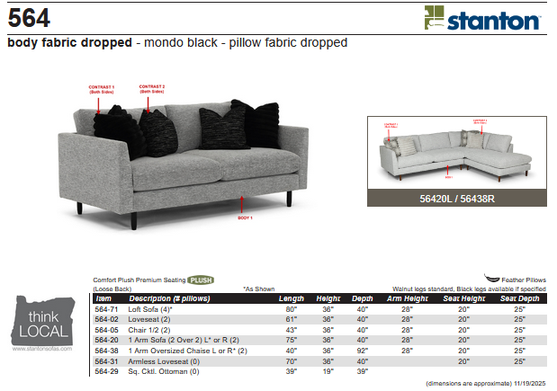 Stanton 564 Loft Sofa - Shown in Retreat Pepper Mondo
