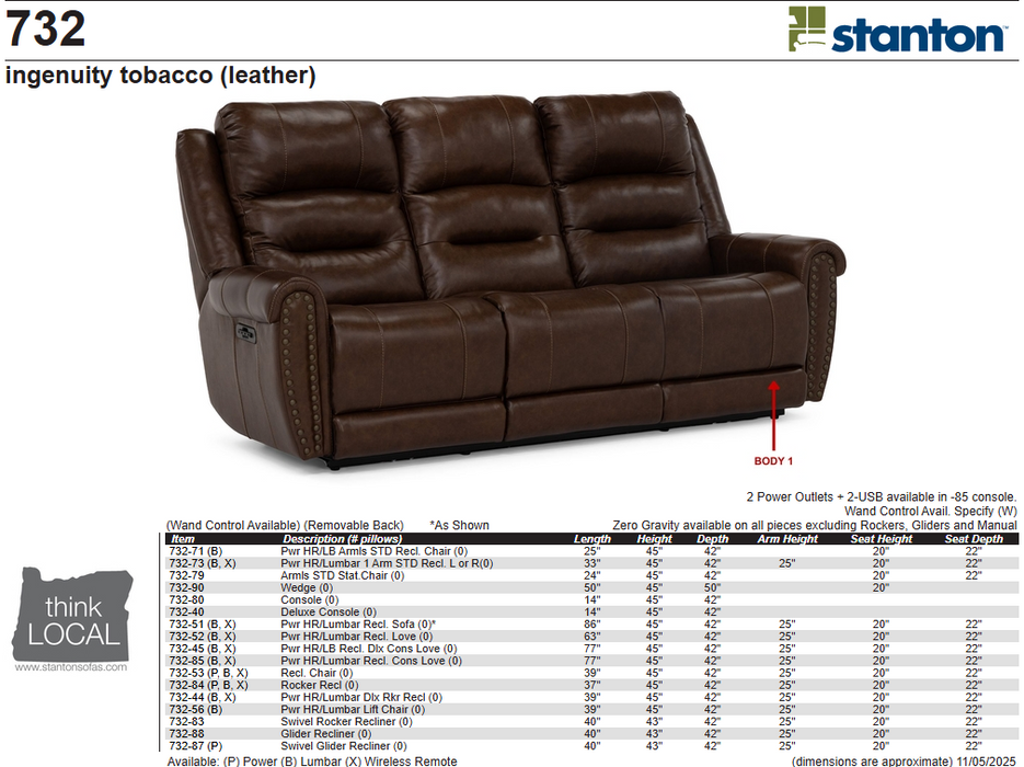 Stanton 732 Sofa – Shown in Ingenuity Tobacco (Leather) - Furniture World SW (WA)