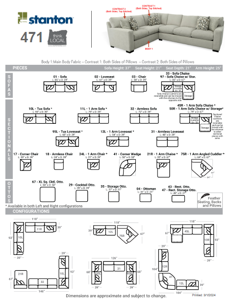 Stanton 947 Sofa – Shown in Polo Club Stone - Furniture World SW (WA)