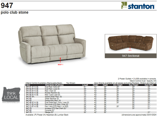 Stanton 947 Sectional – Shown in Polo Club Java - Furniture World SW (WA)