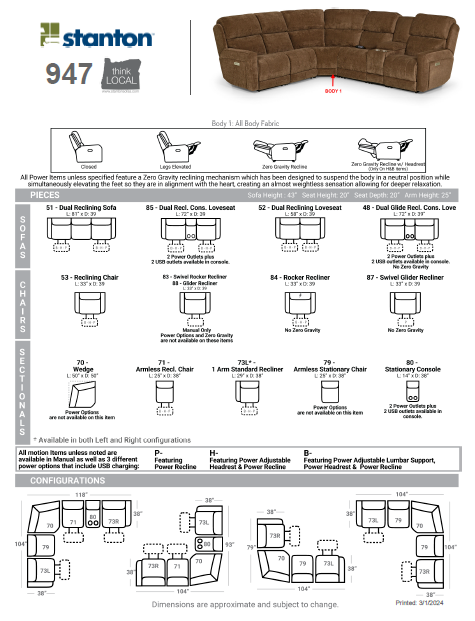 Stanton 947 Sectional – Shown in Polo Club Java