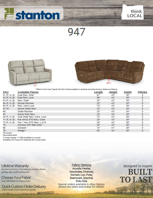 Stanton 947 Sectional – Shown in Polo Club Java