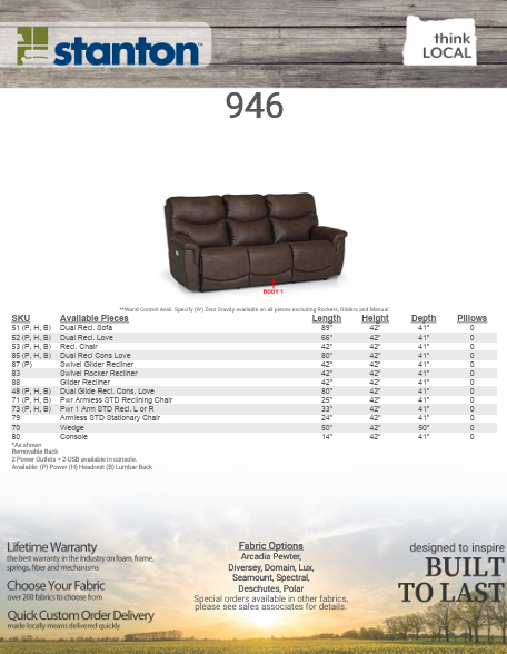 Stanton 946 Sofa – Shown in Diversey Chocolate - Furniture World SW (WA)