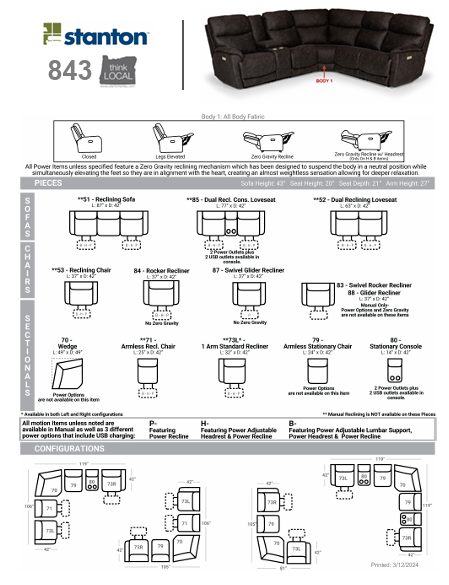 Stanton Furniture 843 Sectional - Shown in Deschutes Canyon - Furniture World SW (WA)