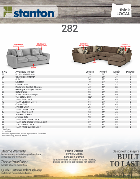 Stanton Furniture 282 Sofa - Shown in Avenger Dolphin - Furniture World SW (WA)