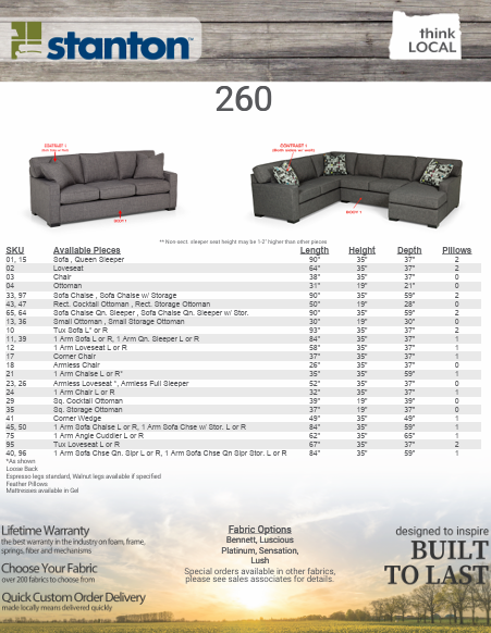 Stanton Furniture 260 Sofa - Shown in Bennett Charcoal - Furniture World SW (WA)