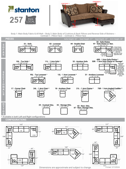 Stanton Furniture 257 Sofa - Shown in Panda Otter - Furniture World SW (WA)