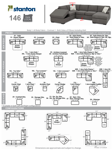 Stanton Furniture 146 Sofa - Shown in Bennett Bark - Furniture World SW (WA)