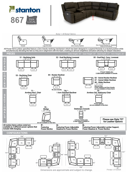 Stanton 867 Sectional – Shown in Deschutes Ink - Furniture World SW (WA)