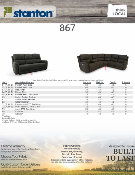 Stanton 867 Sectional – Shown in Deschutes Ink - Furniture World SW (WA)