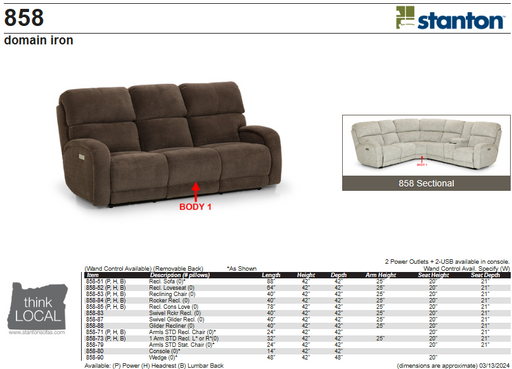 Stanton Furniture 858 Sofa - Shown in Domain Iron - Furniture World SW (WA)