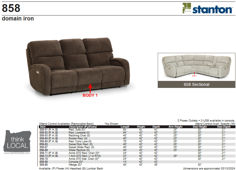 Stanton Furniture 858 Sectional - Shown in Gracious Ivory - Furniture World SW (WA)