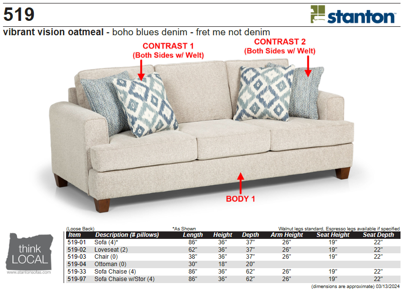 Stanton 519 Sofa - Shown in Nomad Lime