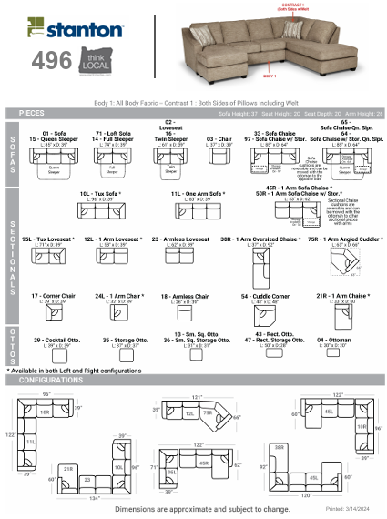 Stanton Furniture 496 Sofa - Shown in Stratus Fog - Furniture World SW (WA)