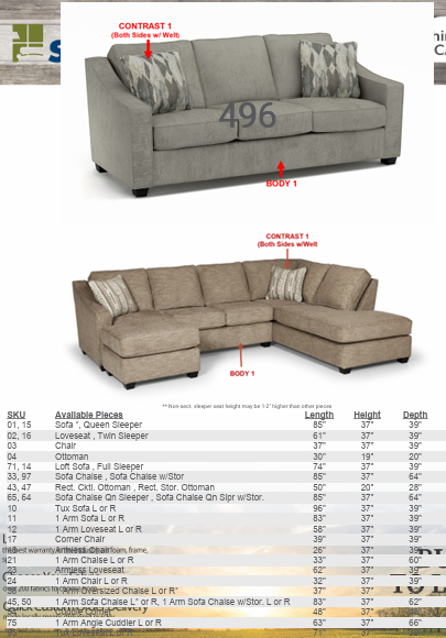 Stanton Furniture 496 Sofa - Shown in Stratus Fog - Furniture World SW (WA)