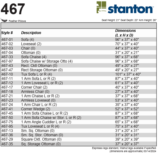 Stanton Furniture 467 Sofa - Shown in Sequoia Toast - Furniture World SW (WA)