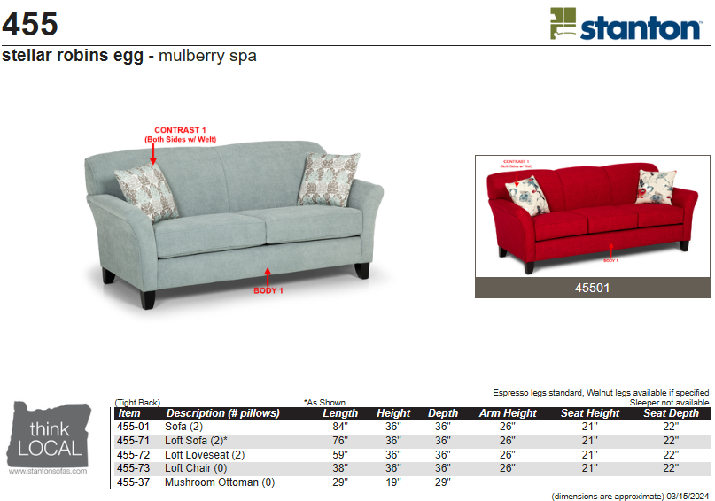 Stanton Furniture 448 Sofa - Shown in Hazey Fog