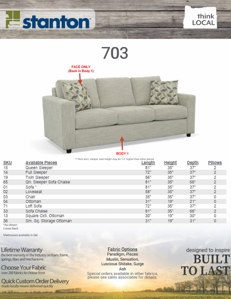 Stanton Furniture 703 Sectional - Shown in Pisces Muslin