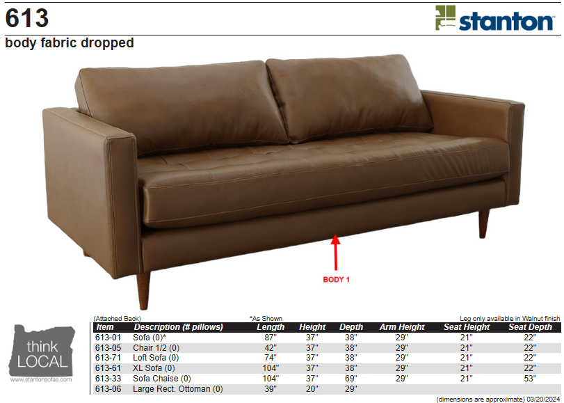 Stanton Furniture 613 Sofa - Shown in Hero Butterscotch