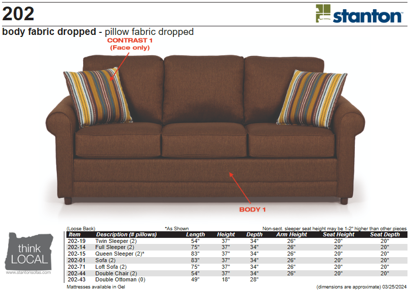 Stanton Furniture 202 Sofa Sleeper - Shown in Stoked Chocolate