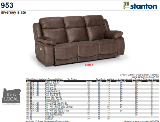 Stanton 953 Sofa – Shown in Diversey Slate - Furniture World SW (WA)