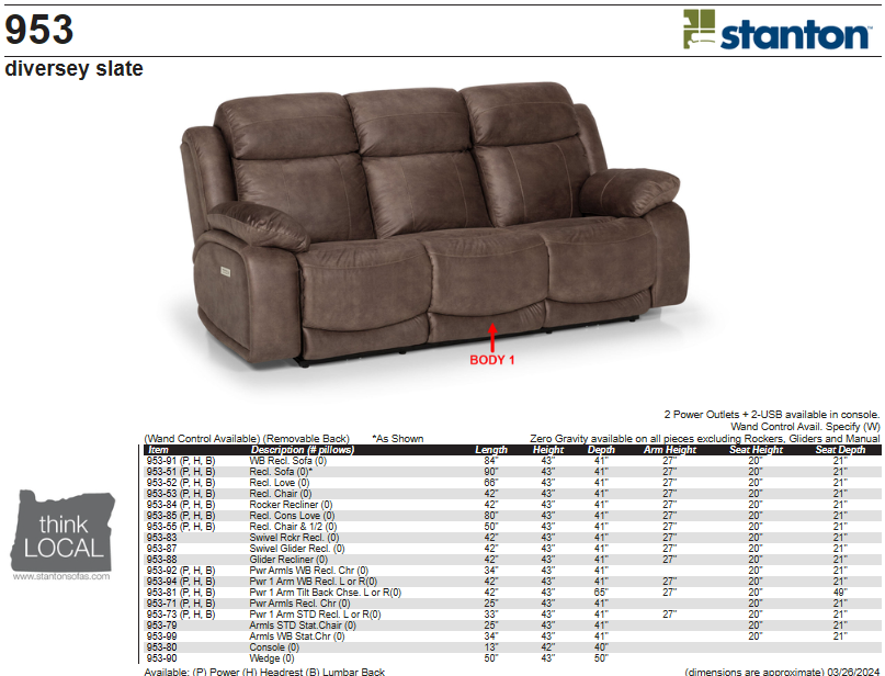 Stanton 953 Sofa – Shown in Diversey Slate - Furniture World SW (WA)