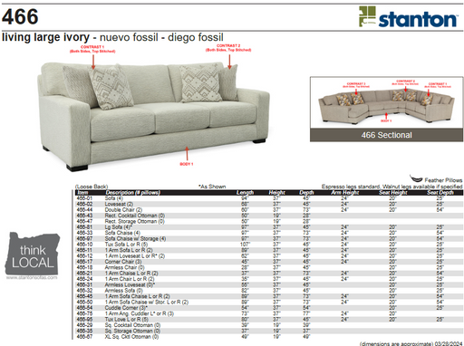 Stanton Furniture 466 Sectional - Shown in Teresa Platinum - Furniture World SW (WA)