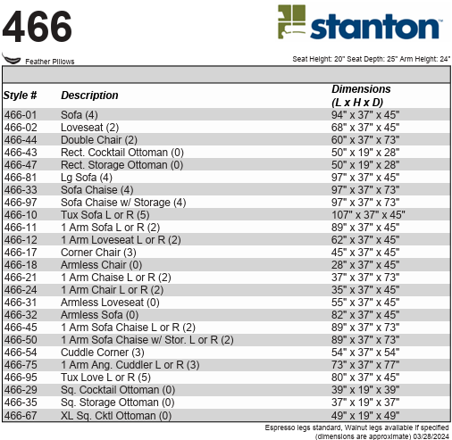 Stanton Furniture 466 Sectional - Shown in Teresa Platinum - Furniture World SW (WA)