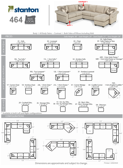 Stanton Furniture 464 Sectional - Shown in Lux Linen - Furniture World SW (WA)