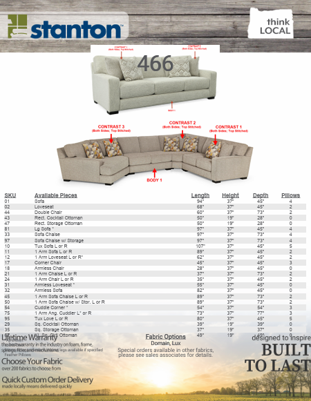 Stanton Furniture 464 Sectional - Shown in Lux Linen - Furniture World SW (WA)