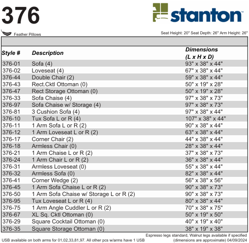 Stanton Furniture 376 Sectional - Shown in Lux Iron