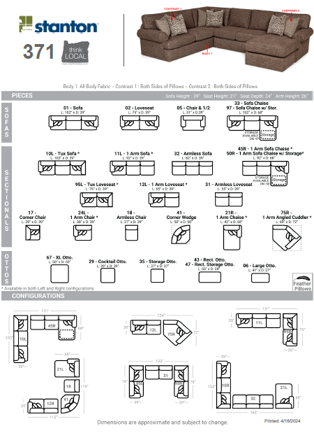 Stanton Furniture 371 Sectional - Shown in Ultratone Raven - Furniture World SW (WA)