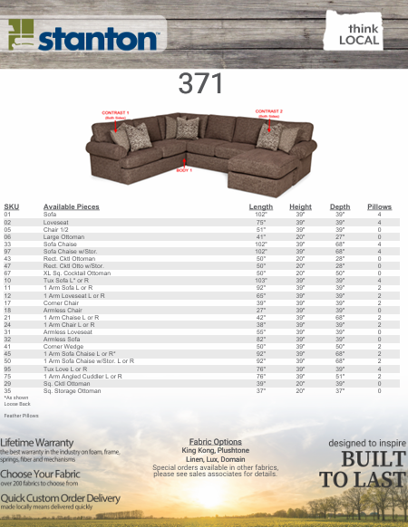 Stanton Furniture 371 Sectional - Shown in Ultratone Raven - Furniture World SW (WA)