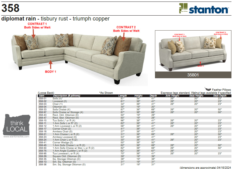 Stanton Furniture 358 Sectional - Shown in Diplomat Rain