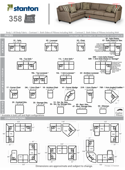 Stanton Furniture 358 Sectional - Shown in Diplomat Rain - Furniture World SW (WA)