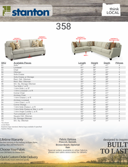 Stanton Furniture 358 Sectional - Shown in Diplomat Rain
