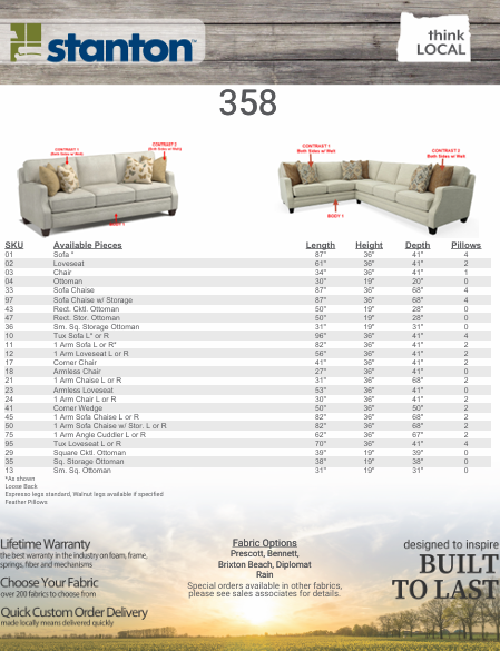 Stanton Furniture 358 Sectional - Shown in Diplomat Rain - Furniture World SW (WA)