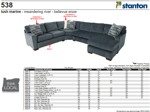 Stanton Furniture 538 Sectional - Shown in Lush Marine - Furniture World SW (WA)