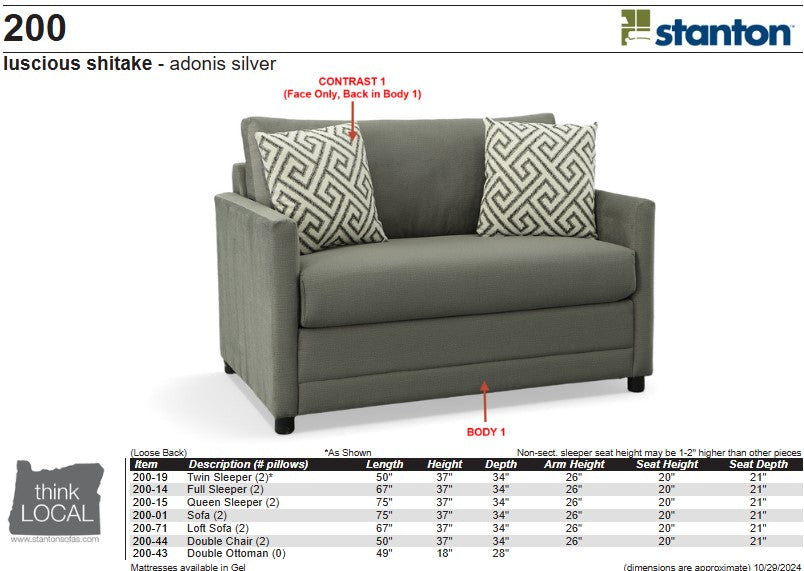 Stanton 200 Chair & 1/2 Sleeper - Shown in Luscious Shitake