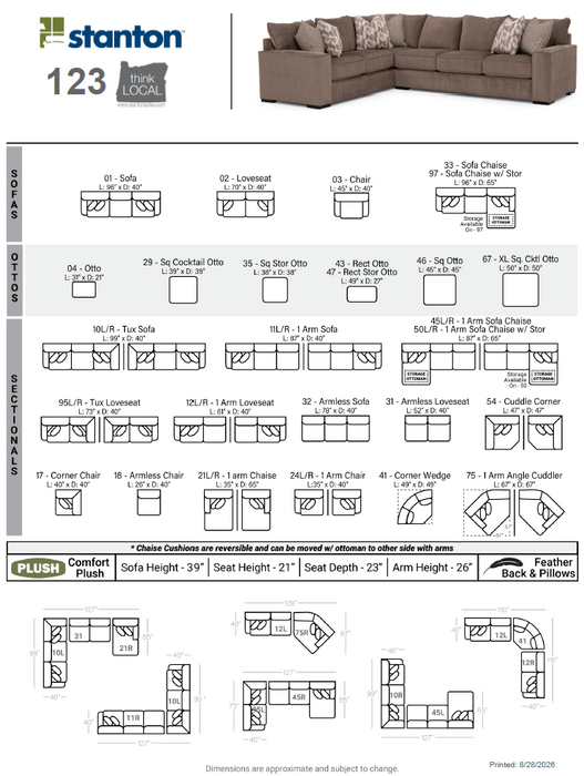 Stanton 123 Sofa - Shown in Zeo Granite Perplex