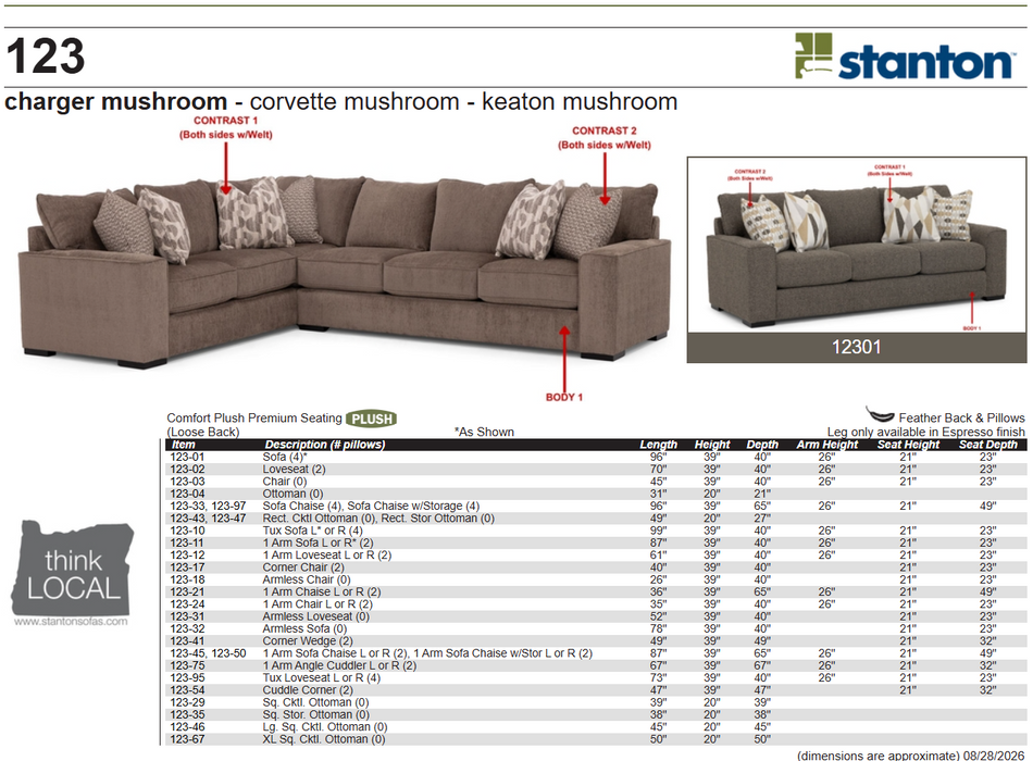 Stanton 123 Sofa - Shown in Zeo Granite Perplex