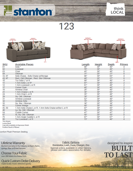 Stanton 123 Sofa - Shown in Zeo Granite Perplex