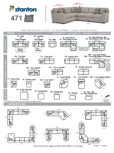 Stanton 471 Sofa - Shown in Yale Oasis - Furniture World SW (WA)