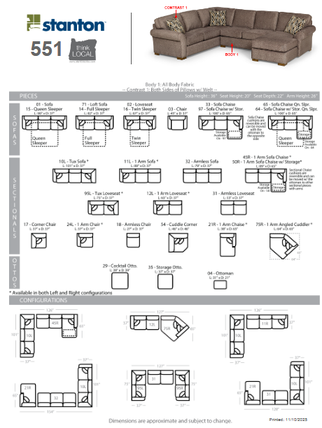 Stanton 551 Sofa - Shown in Campus Latte - Furniture World SW (WA)