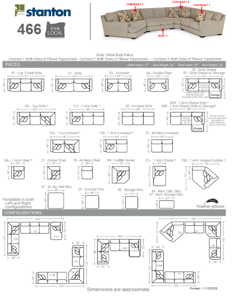Stanton 466 Sofa - Shown in Champion Brownstone - Furniture World SW (WA)