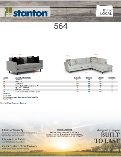 Stanton 564 Loft Sofa - Shown in Retreat Pepper Mondo