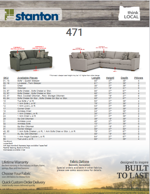 Stanton 471 Sofa - Shown in Yale Oasis - Furniture World SW (WA)