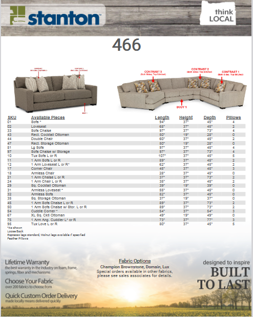 Stanton 466 Sofa - Shown in Champion Brownstone - Furniture World SW (WA)