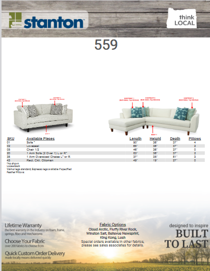Stanton 559 Sofa - Shown in Bellevue Newsprint - Furniture World SW (WA)